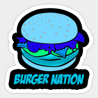 Burger Nation Tee - Blue/Green Sticker